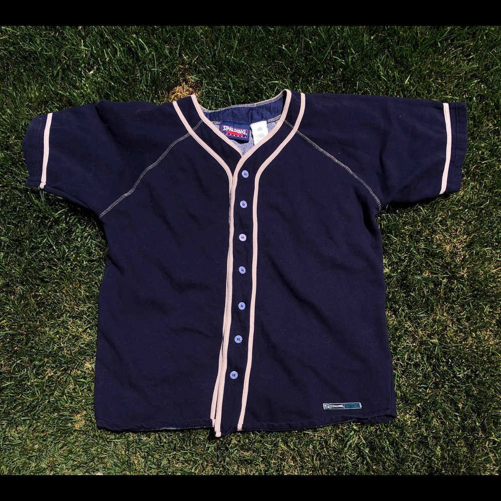 90s Vintage Cotton Navy Spalding Baseball Jersey